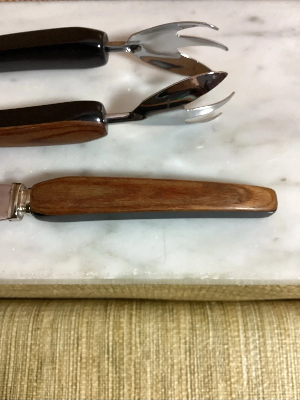 Vintage Wood Handle Men's Claw Tongs ,Multi functional Knife - Wood Tone